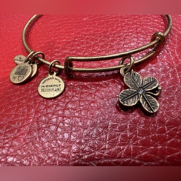 Alex and Ani four leaf clover bracelet in gold - Picture 2 of 3
